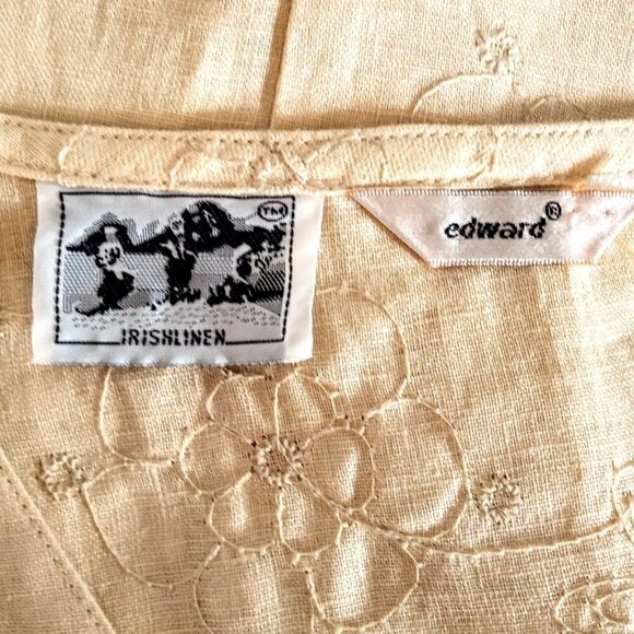 Edward Irish Linen Yellow Embroidered Sleeveless Top NWT - Picture 3 of 7